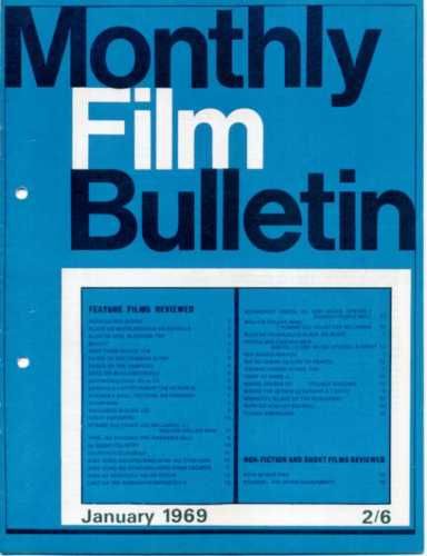 MONTHLY FILM BULLETIN magazine side cover Issue 420 January 1969