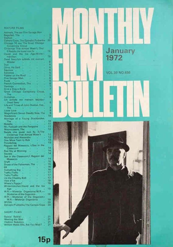 MONTHLY FILM BULLETIN magazine side cover Issue 456 January 1972