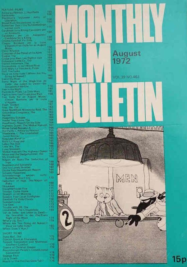 MONTHLY FILM BULLETIN magazine side cover Issue 463 August 1972