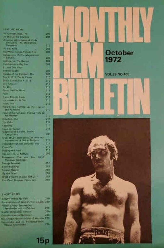 MONTHLY FILM BULLETIN magazine side cover Issue 465 October 1972