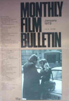 MONTHLY FILM BULLETIN magazine side cover Issue 468 January 1973