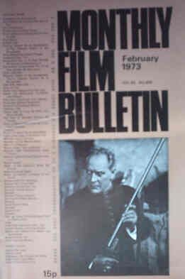 MONTHLY FILM BULLETIN magazine side cover Issue 469 February 1973