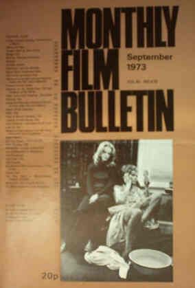 MONTHLY FILM BULLETIN magazine side cover Issue 476 September 1973