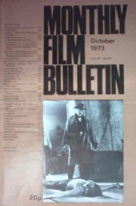 MONTHLY FILM BULLETIN magazine side cover Issue 477 October 1973
