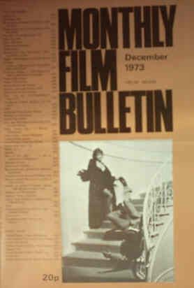 MONTHLY FILM BULLETIN magazine side cover Issue 479 December 1973
