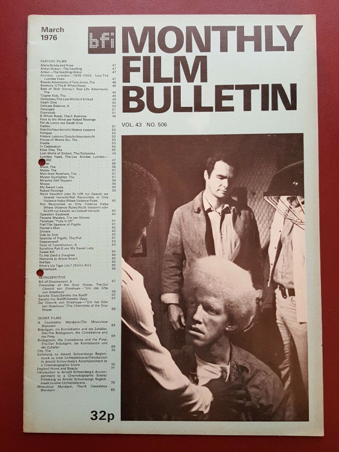 MONTHLY FILM BULLETIN magazine side cover Issue 506 March 1976