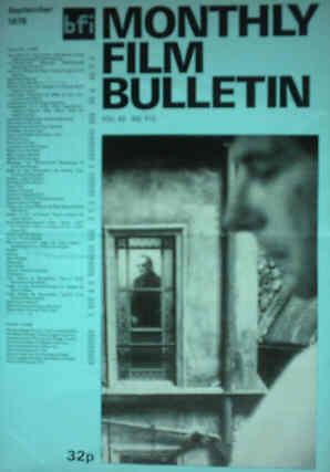 MONTHLY FILM BULLETIN magazine side cover Issue 512 September 1976