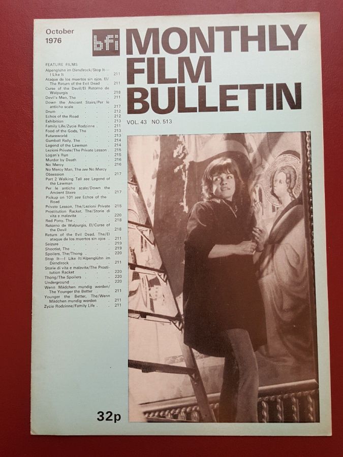 MONTHLY FILM BULLETIN magazine side cover Issue 513 October 1976
