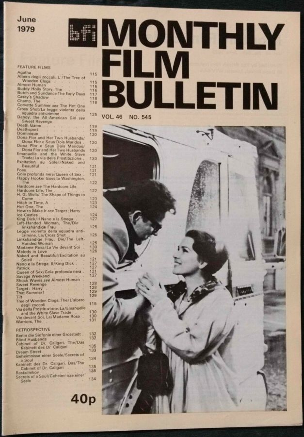 MONTHLY FILM BULLETIN magazine side cover Issue 545 June 1979