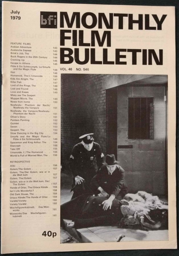 MONTHLY FILM BULLETIN magazine side cover Issue 546 July 1979