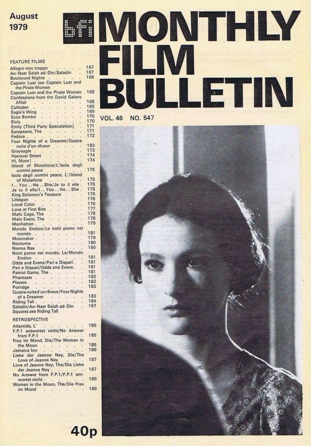 MONTHLY FILM BULLETIN magazine side cover Issue 547 August 1979