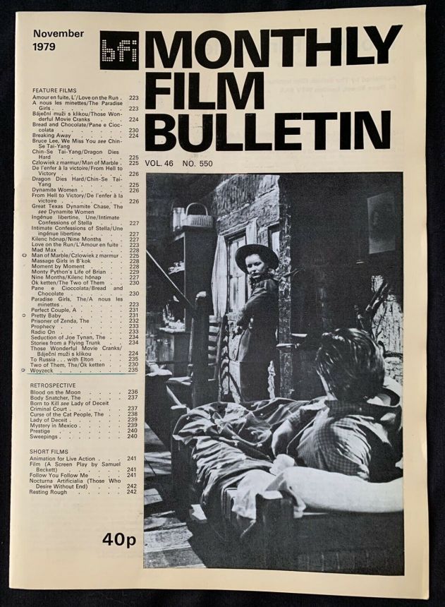 MONTHLY FILM BULLETIN magazine side cover Issue 550 November 1979