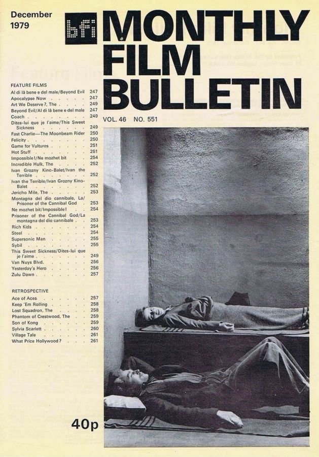 MONTHLY FILM BULLETIN magazine side cover Issue 551 December 1979