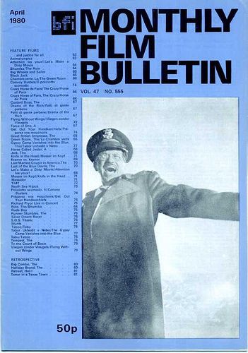 MONTHLY FILM BULLETIN magazine side cover Issue 555 April 1980