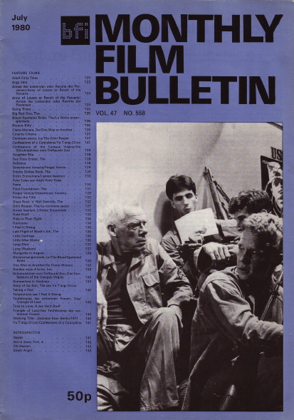 MONTHLY FILM BULLETIN magazine side cover Issue 558 July 1980