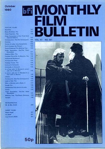 MONTHLY FILM BULLETIN magazine side cover Issue 561 October 1980