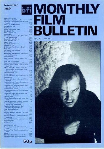 MONTHLY FILM BULLETIN magazine side cover Issue 562 November 1980