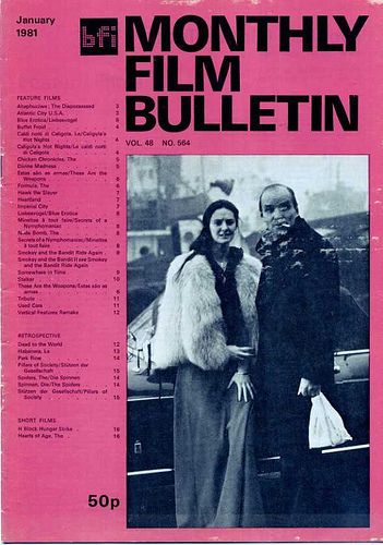 MONTHLY FILM BULLETIN magazine side cover Issue 564 January 1981