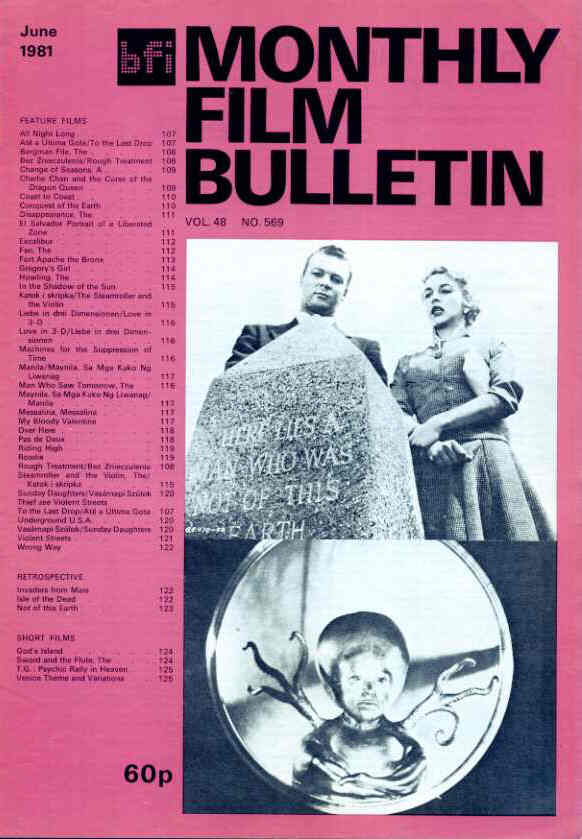 MONTHLY FILM BULLETIN magazine side cover Issue 569 June 1981