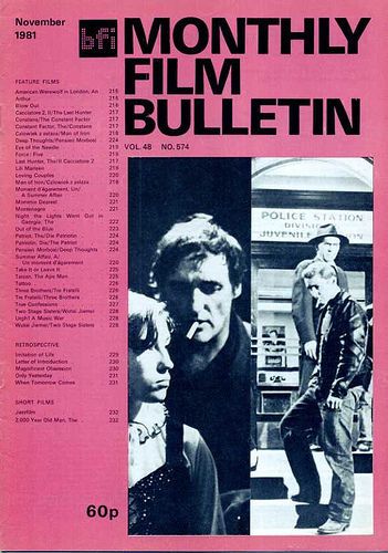 MONTHLY FILM BULLETIN magazine side cover Issue 574 November 1981