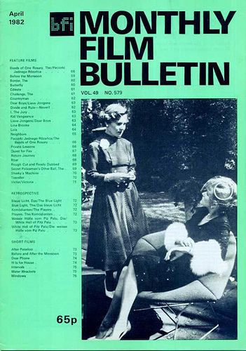 MONTHLY FILM BULLETIN magazine side cover Issue 579 April 1982