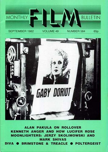 MONTHLY FILM BULLETIN magazine side cover Issue 584 September 1982