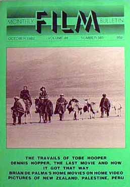 MONTHLY FILM BULLETIN magazine side cover Issue 585 October 1982