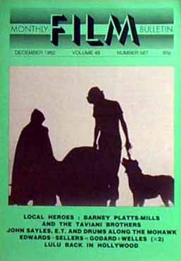 MONTHLY FILM BULLETIN magazine side cover Issue 587 December 1982
