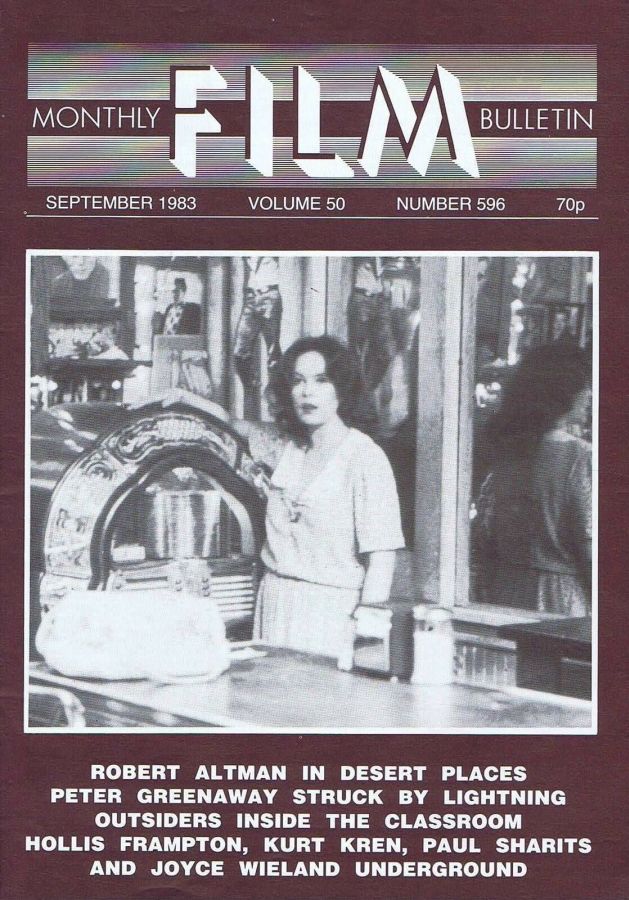 MONTHLY FILM BULLETIN magazine side cover Issue 596 September 1983