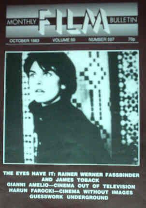 MONTHLY FILM BULLETIN magazine side cover Issue 597 October 1983