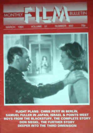 MONTHLY FILM BULLETIN magazine side cover Issue 602 March 1984