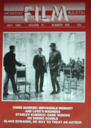 MONTHLY FILM BULLETIN magazine side cover Issue 606 July 1984