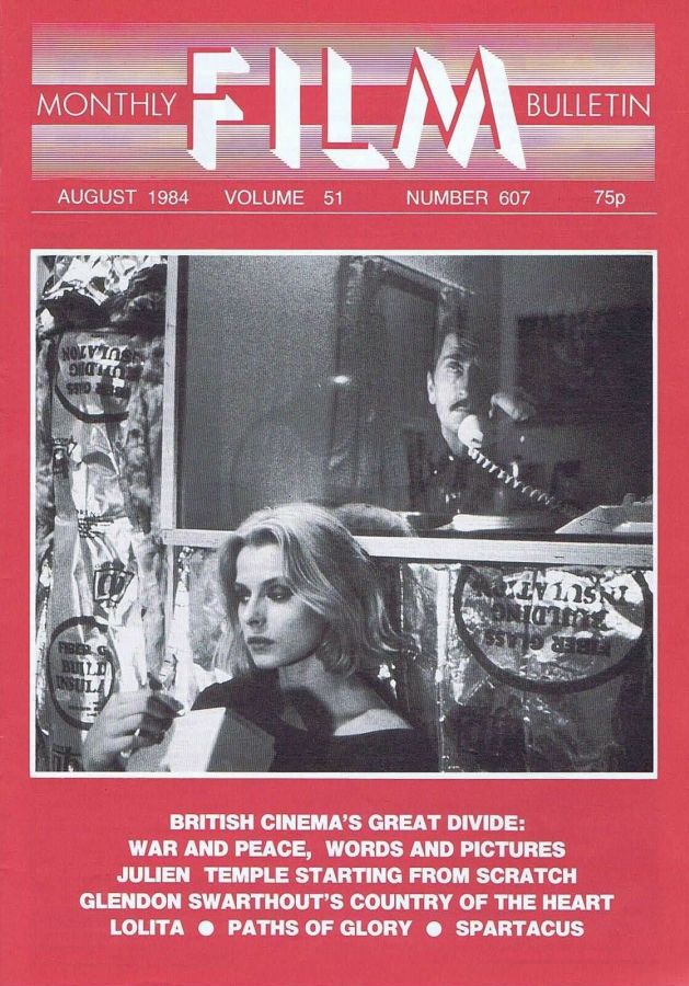 MONTHLY FILM BULLETIN magazine side cover Issue 607 August 1984