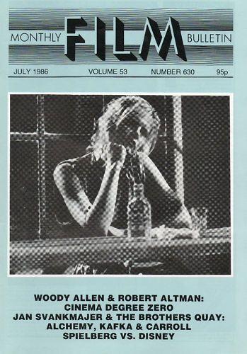 MONTHLY FILM BULLETIN magazine side cover Issue 630 July 1986