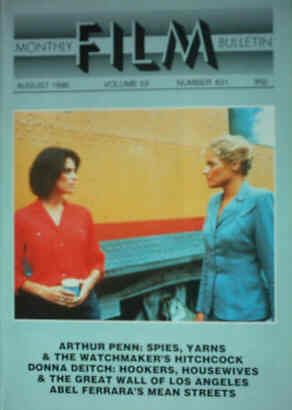 MONTHLY FILM BULLETIN magazine side cover Issue 631 August 1986