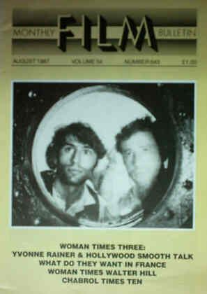 MONTHLY FILM BULLETIN magazine side cover Issue 643 August 1987