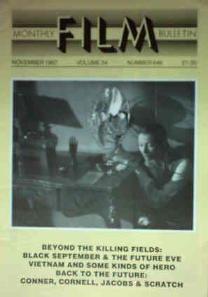 MONTHLY FILM BULLETIN magazine side cover Issue 646 November 1987