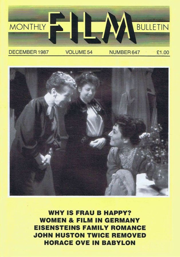 MONTHLY FILM BULLETIN magazine side cover Issue 647 December 1987