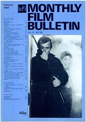 MONTHLY FILM BULLETIN magazine side cover Issue 553 February 1980