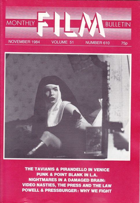 MONTHLY FILM BULLETIN magazine side cover Issue 610 November 1984