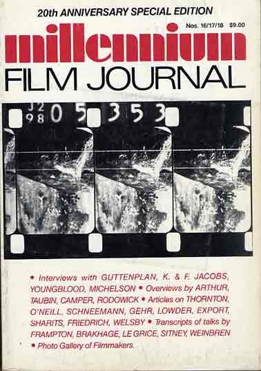 MILLENNIUM FILM JOURNAL magazine side cover Issue 16 /17/18 1986