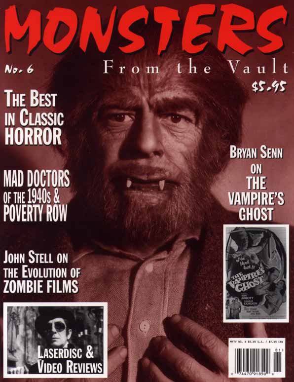 MONSTERS FROM THE VAULT magazine side cover Issue 6  Vol 3 # 6 Spring 1998