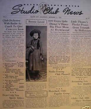 MGM STUDIO CLUB NEWS magazine side cover November 1938