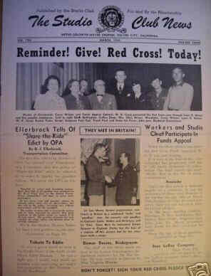 MGM STUDIO CLUB NEWS magazine side cover March 1944