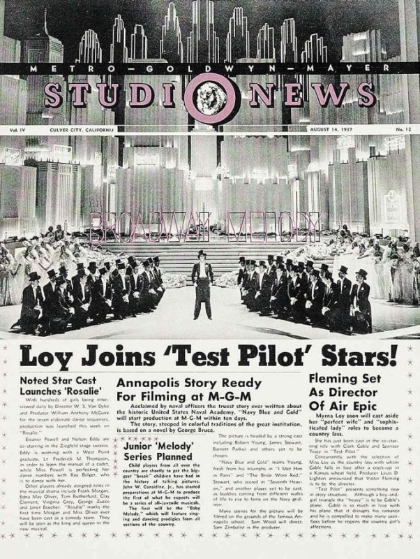 MGM STUDIO NEWS magazine side cover 14 August 1937