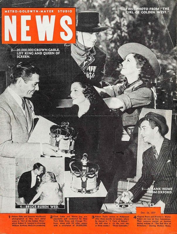 MGM STUDIO NEWS magazine side cover 24 December 1937