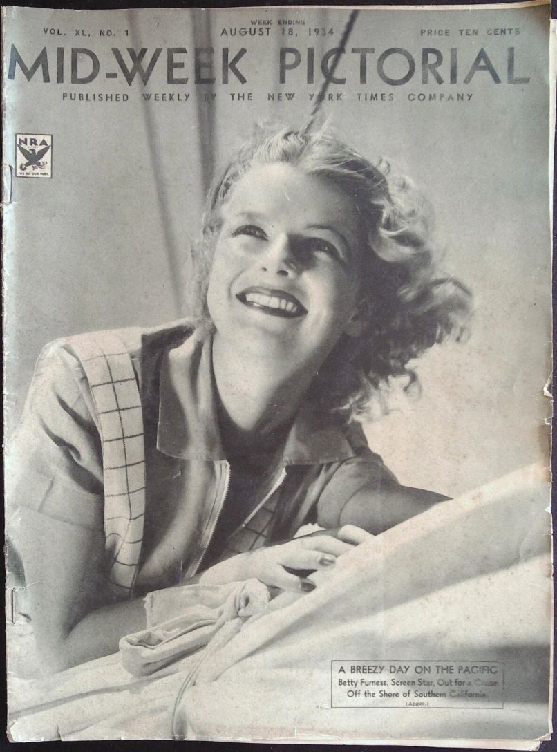 MID-WEEK PICTORIAL magazine side cover 18 August 1934