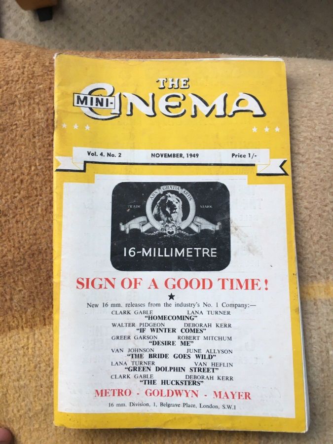 MINI-CINEMA magazine side cover  November 1949