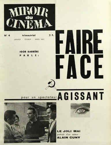 MIROIR DU CINEMA magazine side cover Issue 4 January/February/March 1963