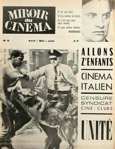 MIROIR DU CINEMA magazine side cover Issue 5 April/May/June 1963